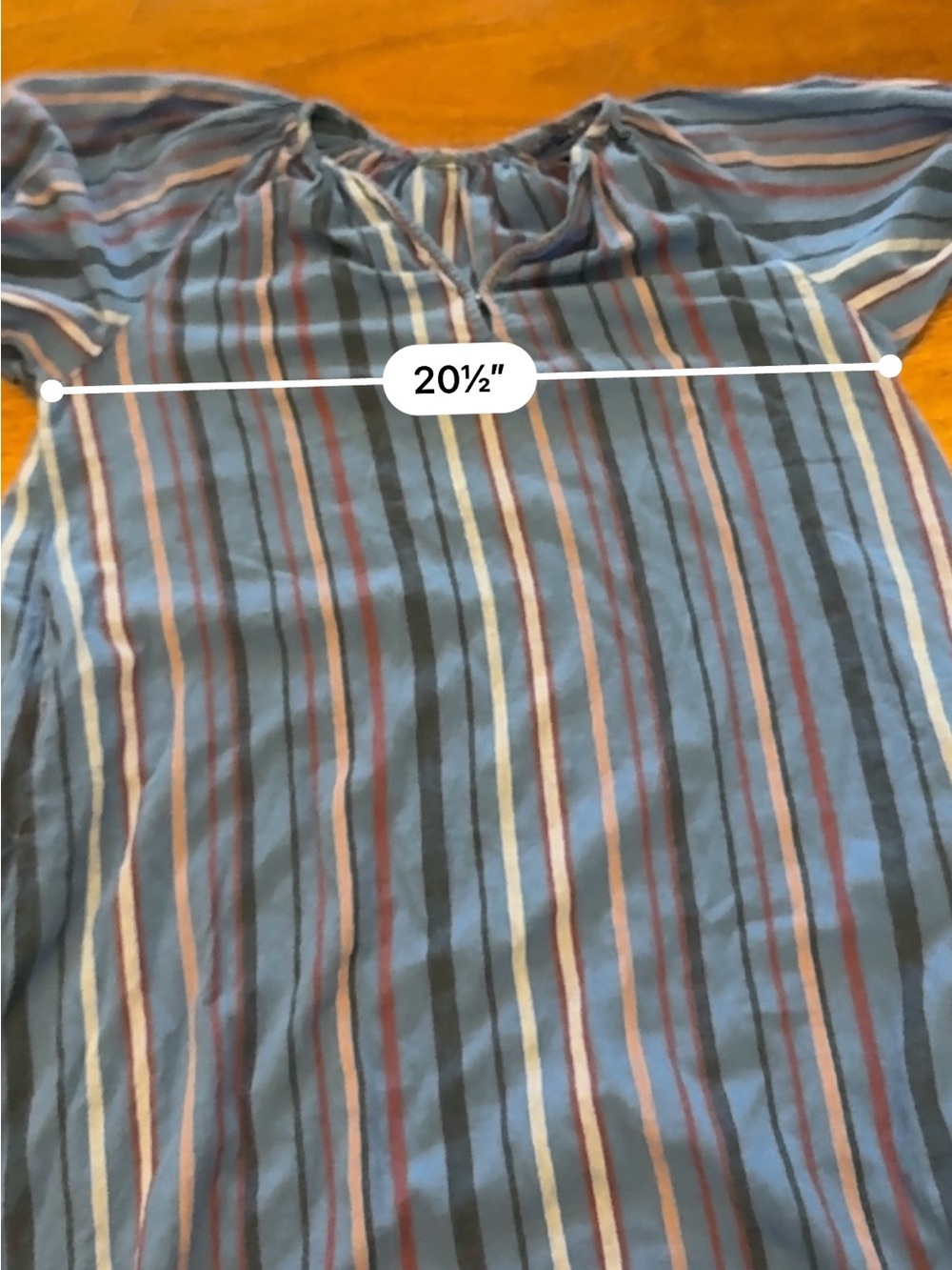 MOTHER The Beach Please Tunic Blue Multi Stripe Cotton Puff Sleeve Dress S - Picture 10 of 14